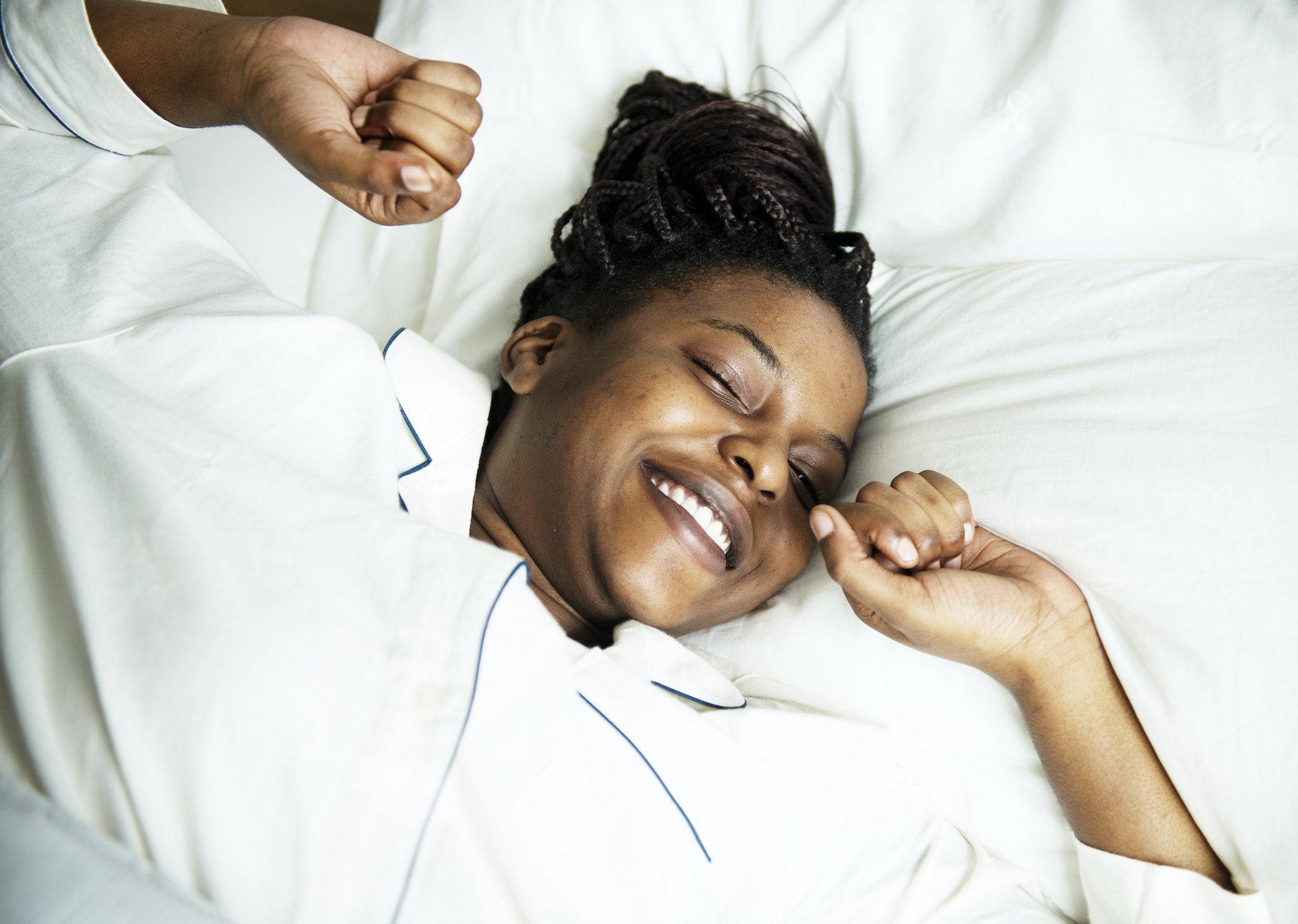 A woman waking up